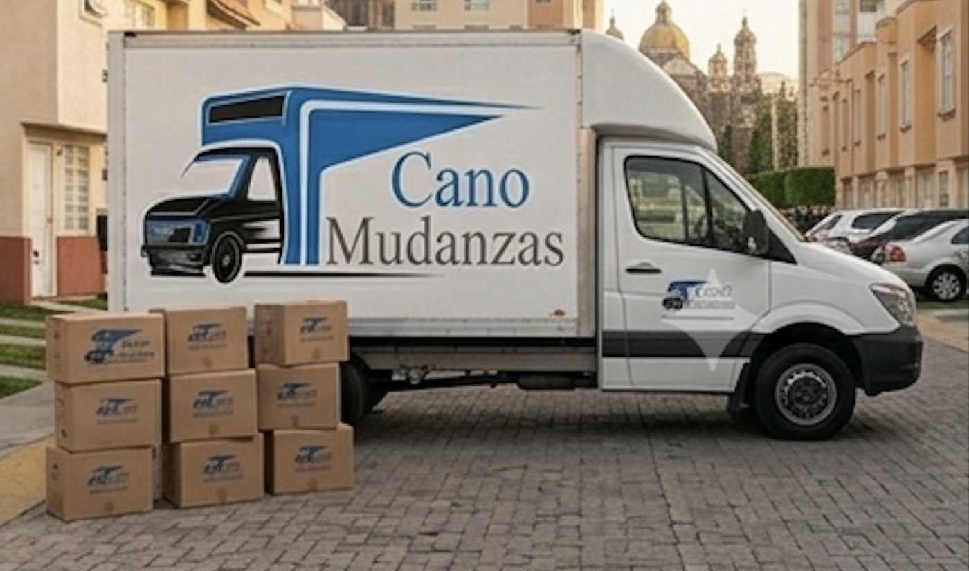 Camioneta de Mudanzas Cano con cajas empacadas y etiquetadas listas para el traslado